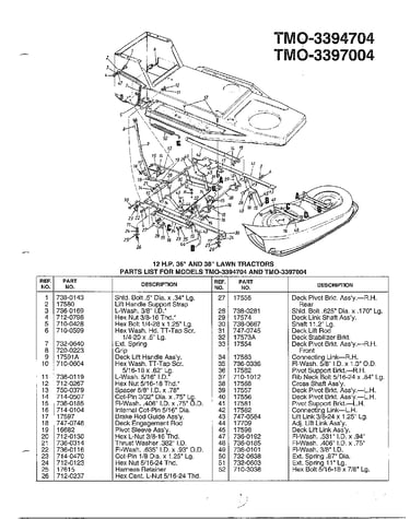 12 hp 38" lawn tractors