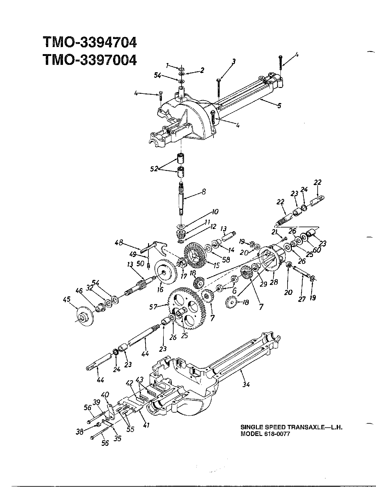 Single speed transaxle left hand