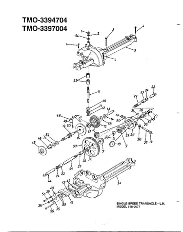 Single speed transaxle left hand