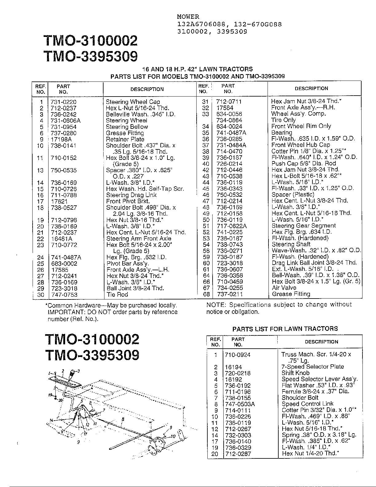 16/18HP 42" LAWN TRACTORS Page 3