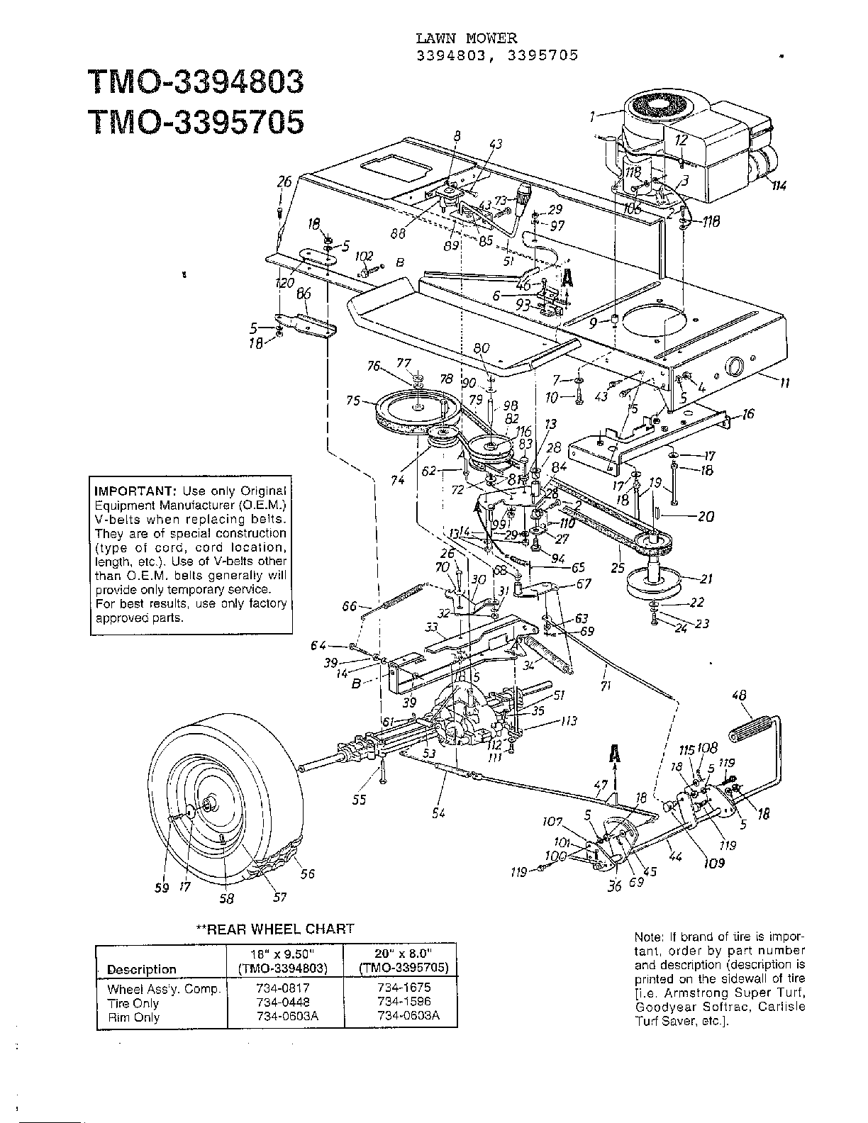 12/12.5HP 42" TRACTORS/WHEEL CHART