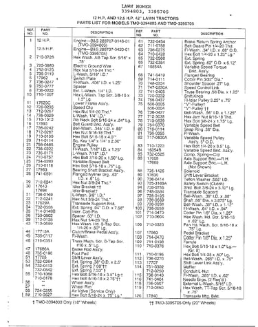 12/12.5hp 42" tractors/wheel chart page 2