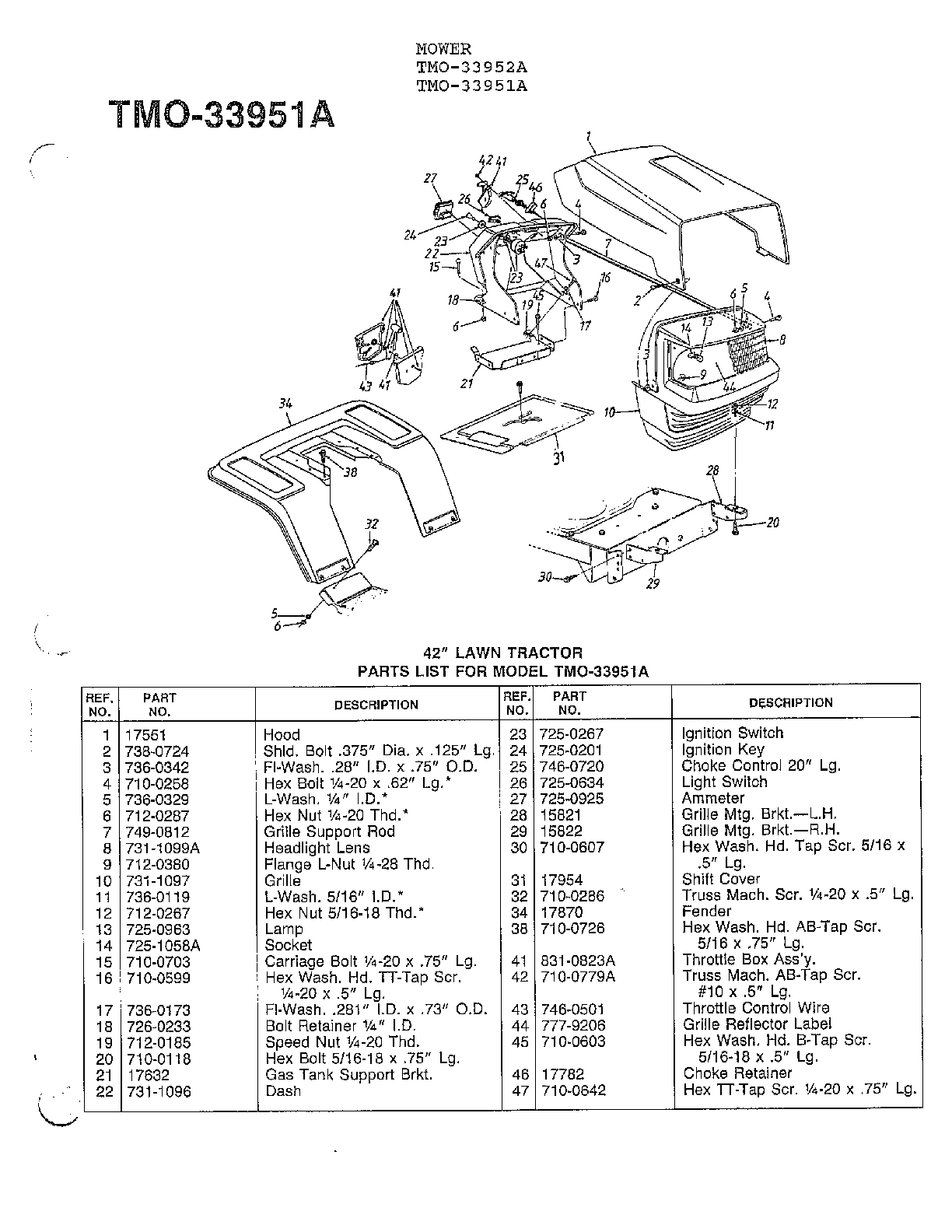42" lawn tractor