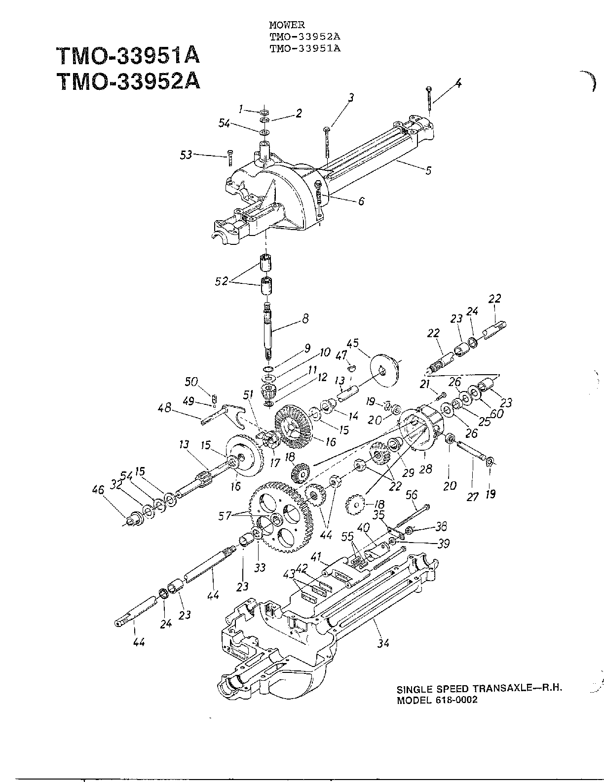 Single speed transaxle rh