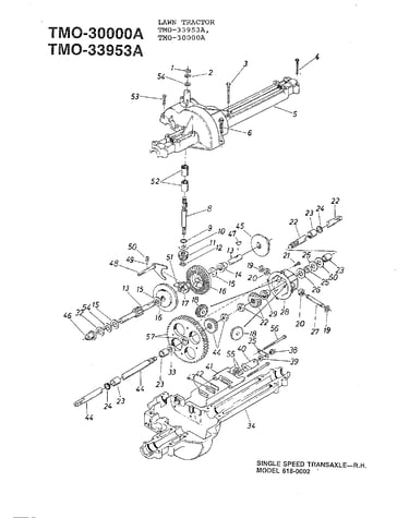 Single speed transaxle right hand