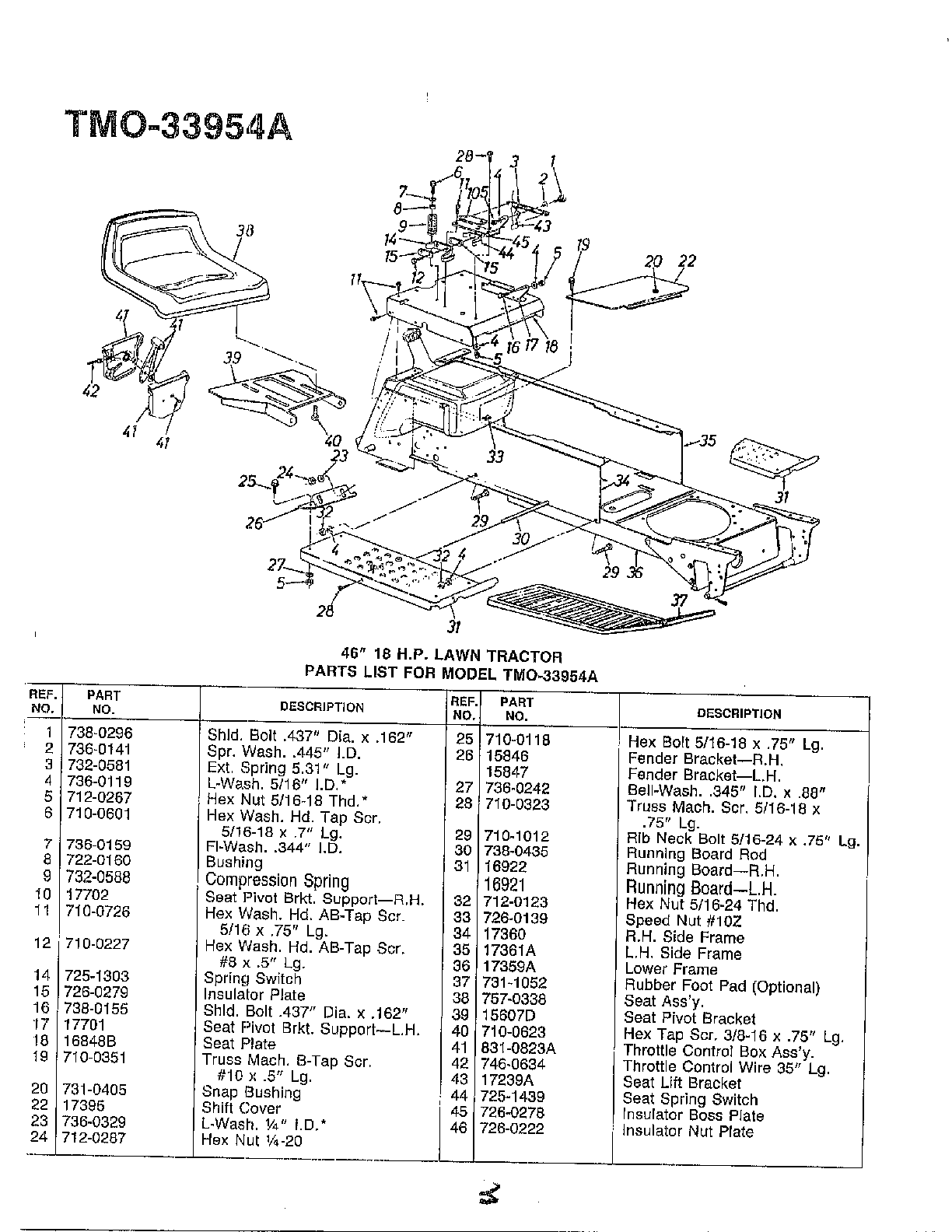 46" 18hp lawn tractor