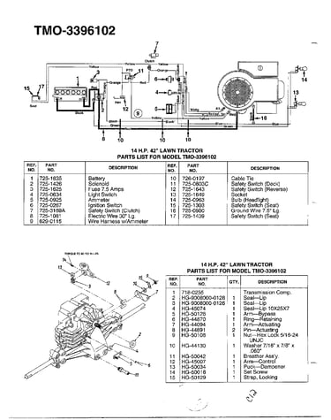 14hp 42" electrical/transmission
