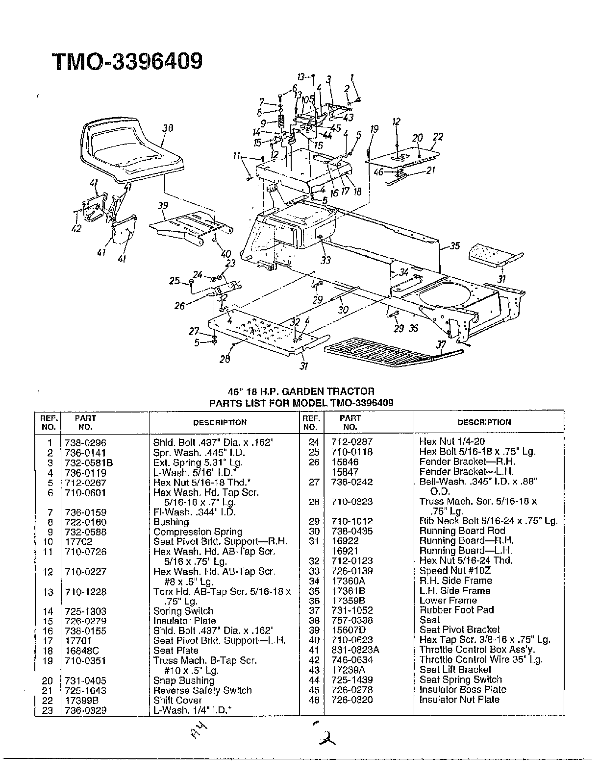 46" 18hp garden tractor