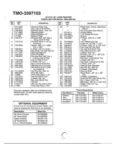38" lawn tractor/wheel chart page 2