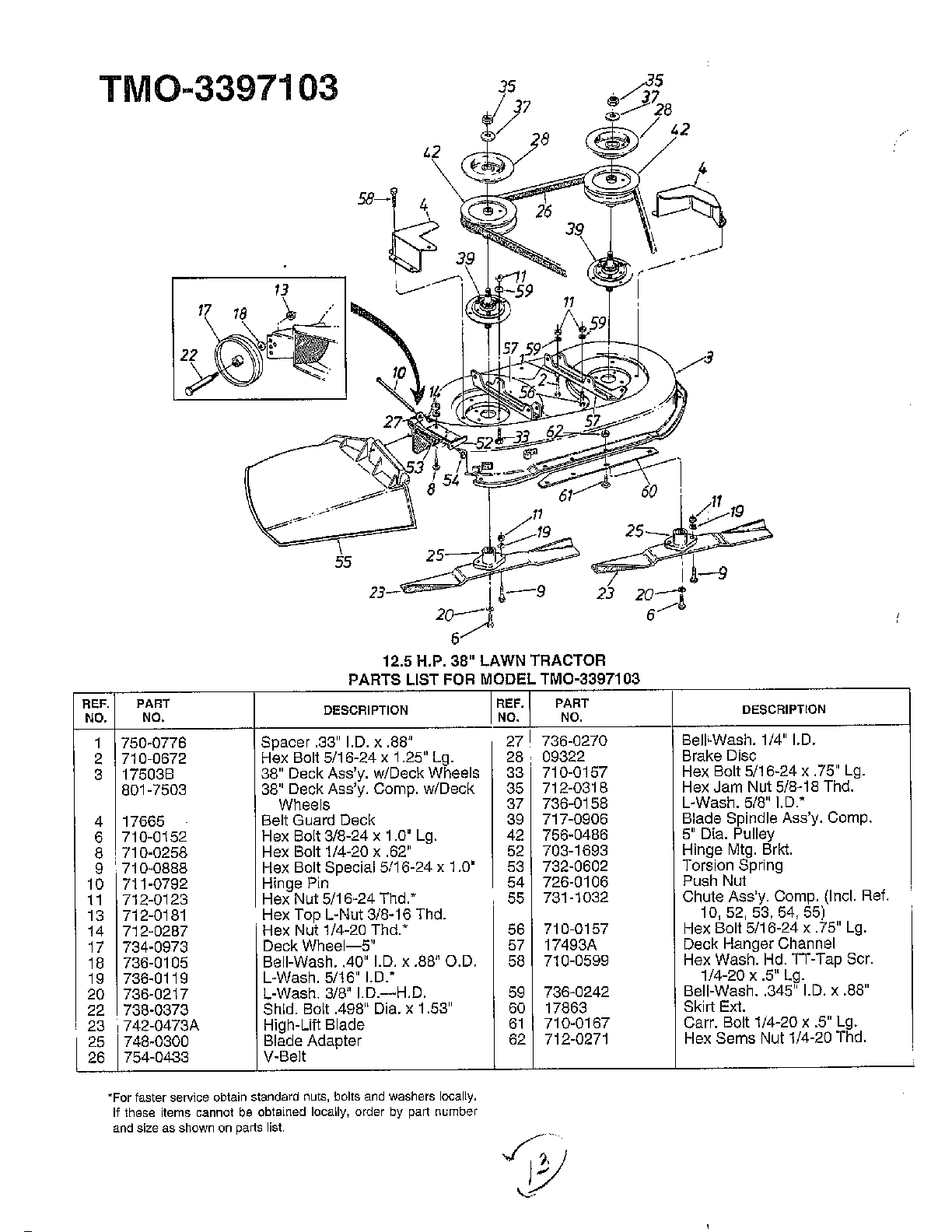 38" lawn tractor