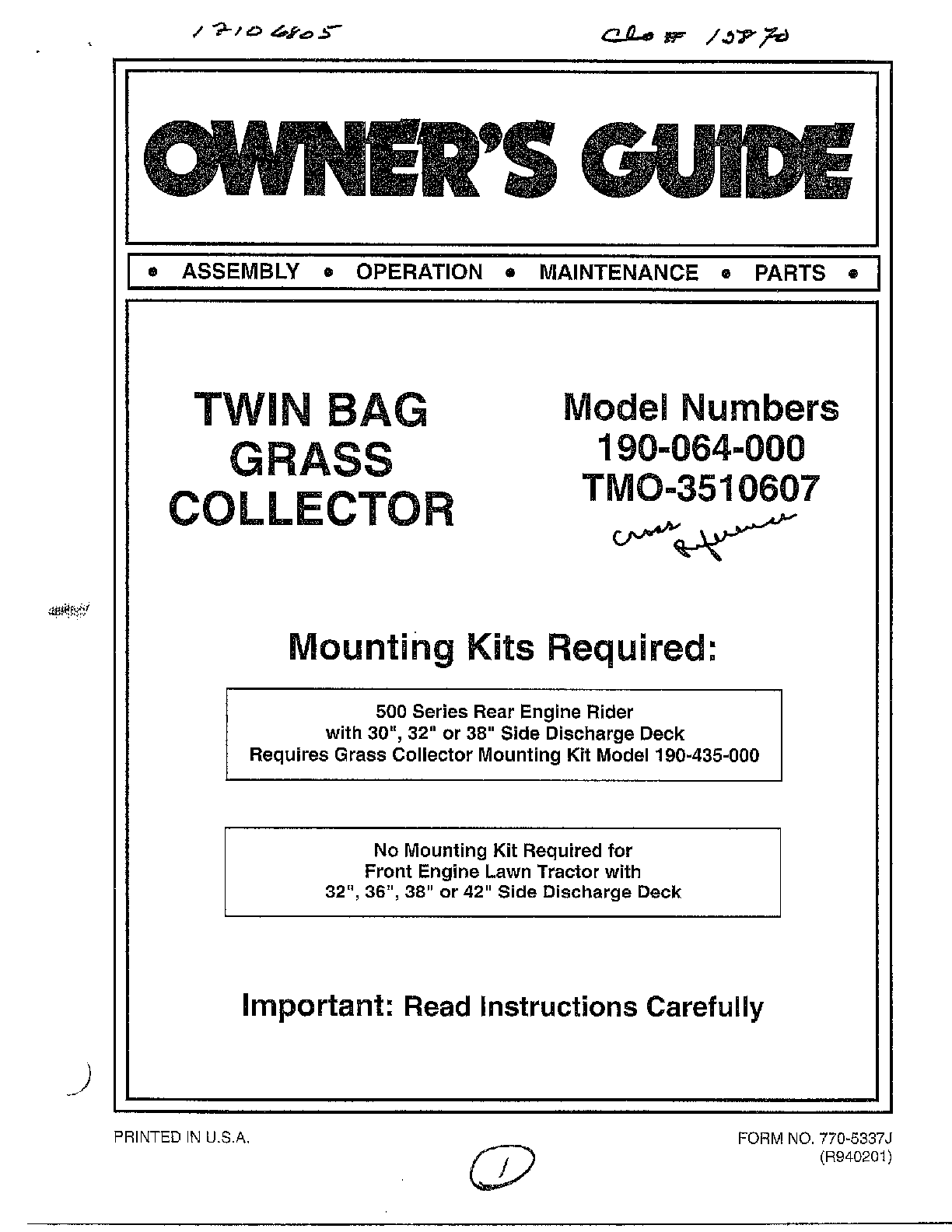 Twin bag grass collector