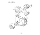 Murray 3667 engine/frame/muffler/wheels diagram