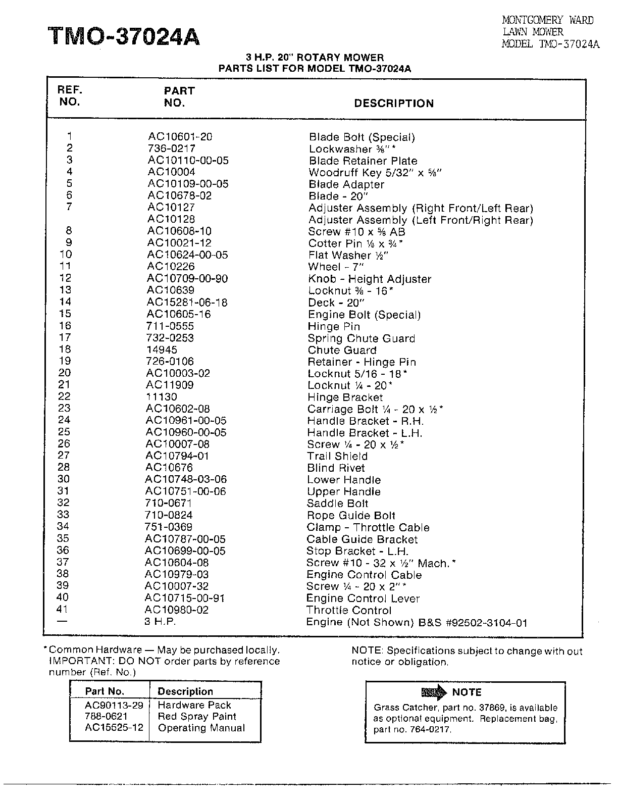 3HP 20" ROTARY MOWER Page 2