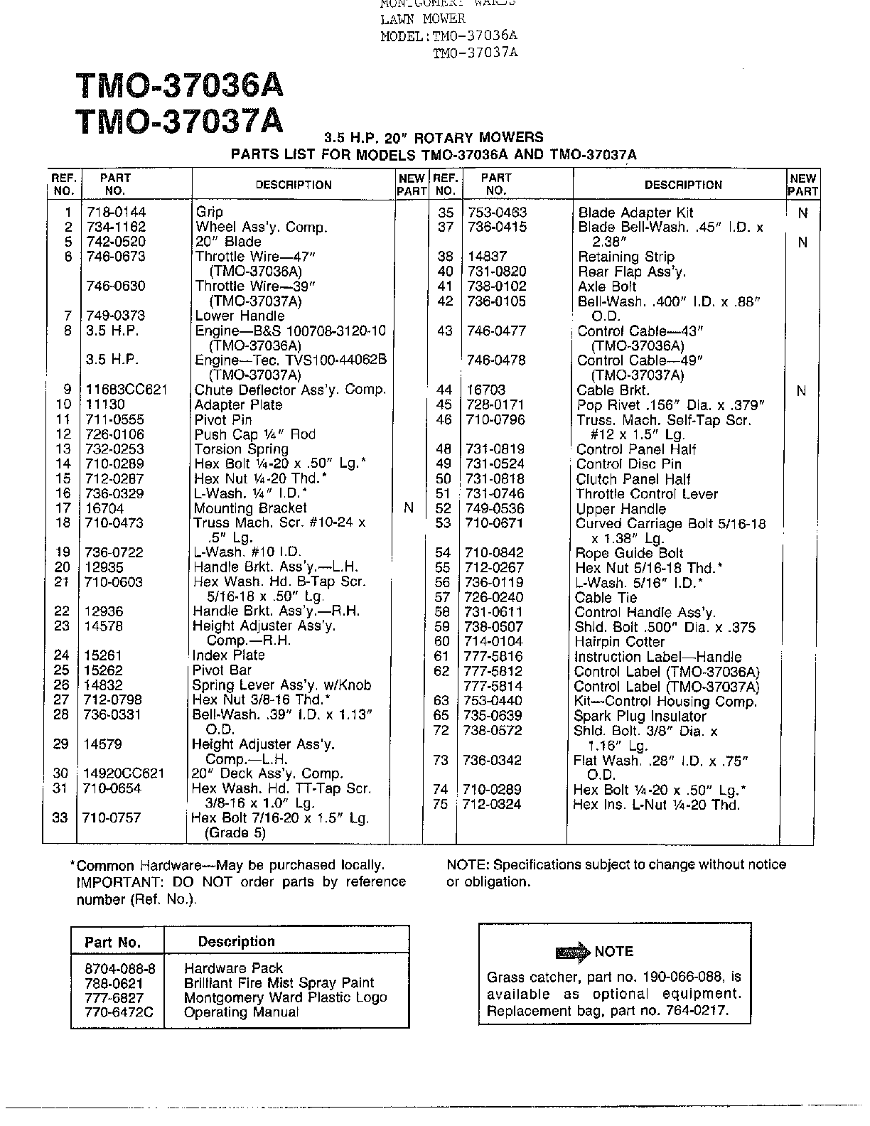 3.5HP 20" ROTARY MOWERS Page 2