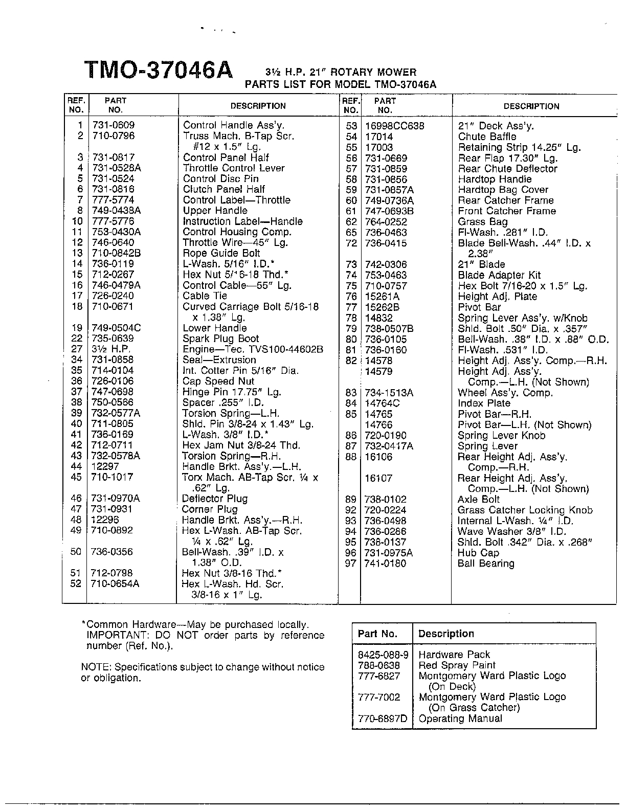 3.5HP 21" ROTARY MOWER Page 2