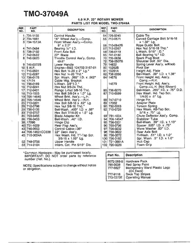 5.0hp 22" rotary mower page 2