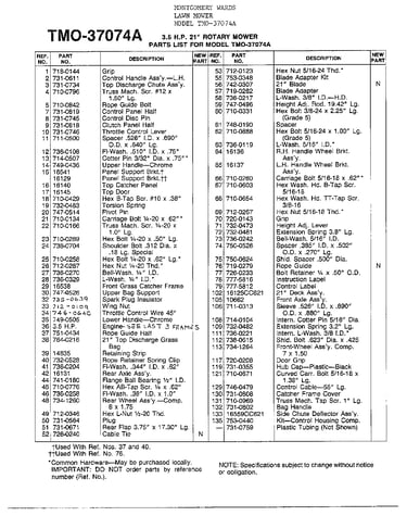 3.5 hp 21" rotary/note page 2
