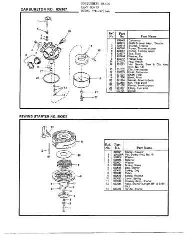 Carburetor/rewind starter