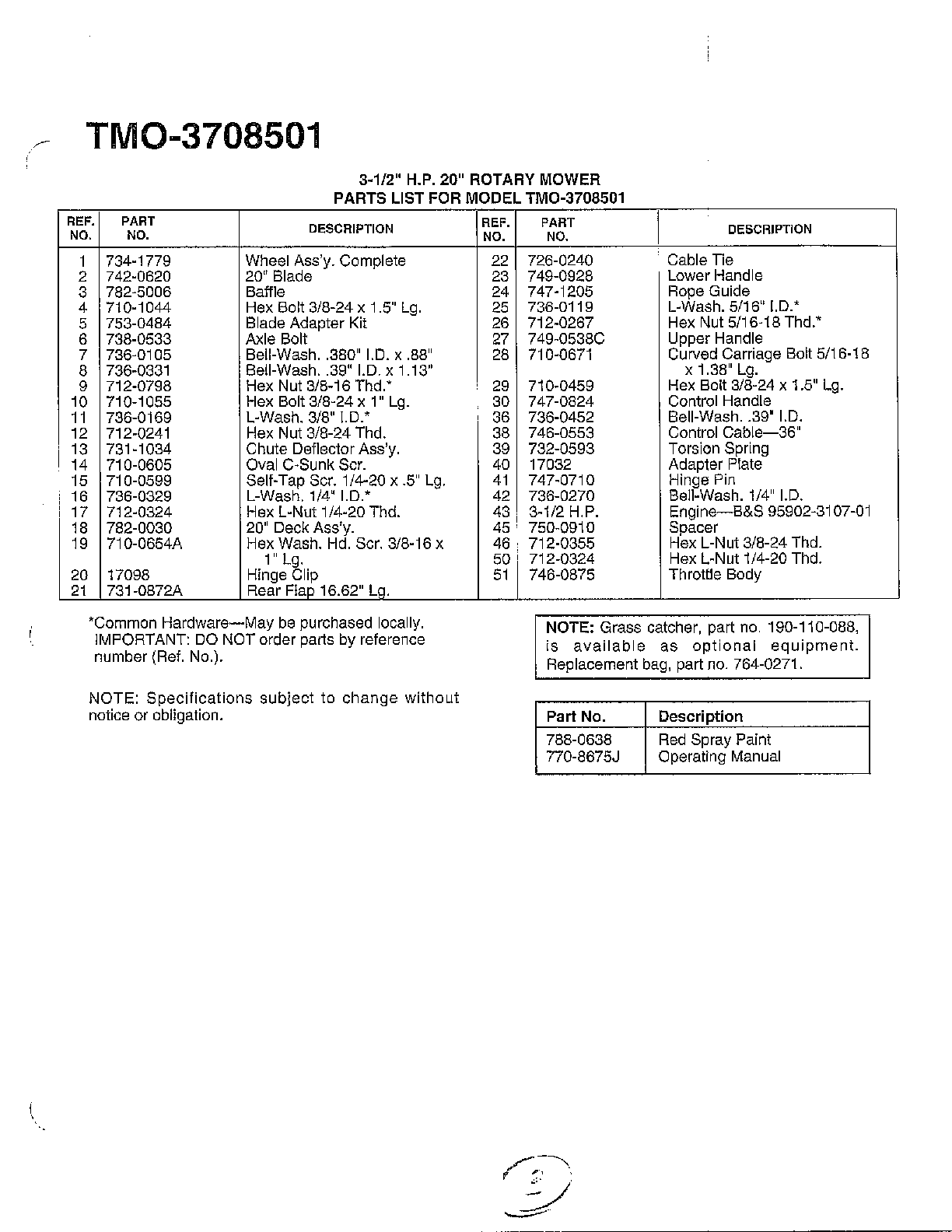 20" ROTARY MOWER Page 3