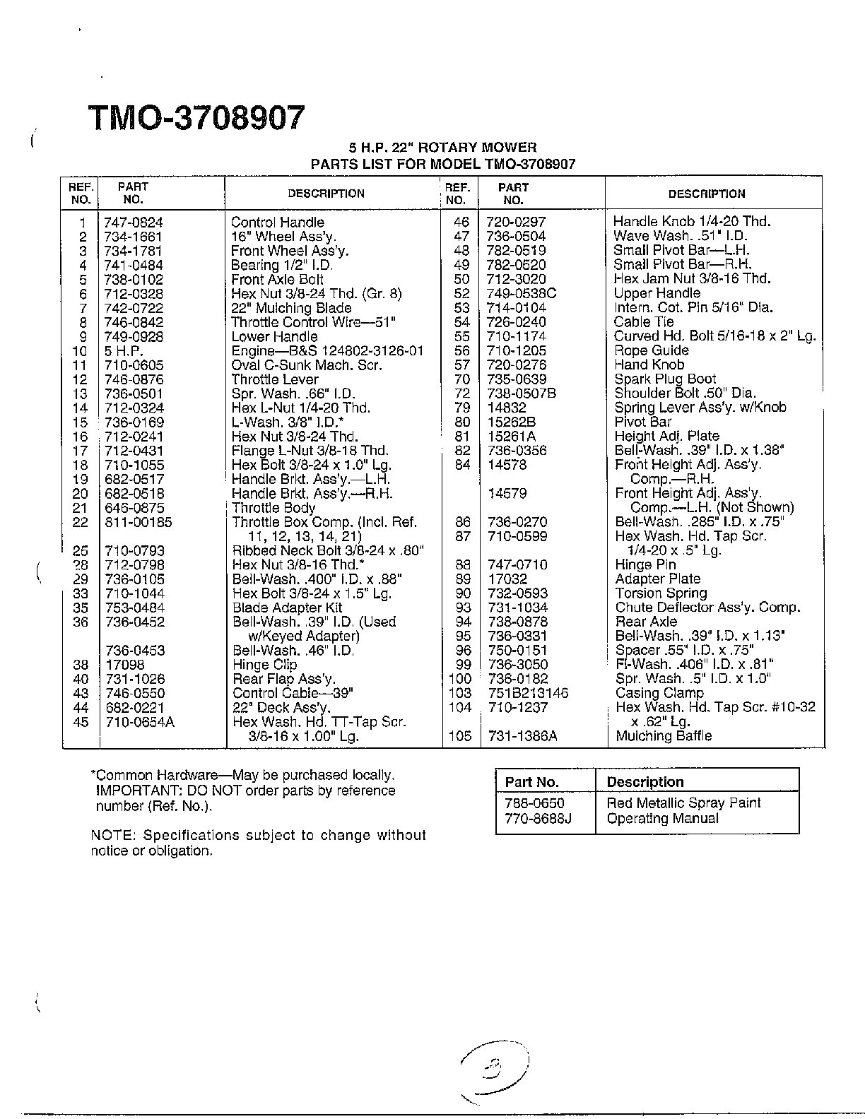 22" ROTARY MOWER Page 3