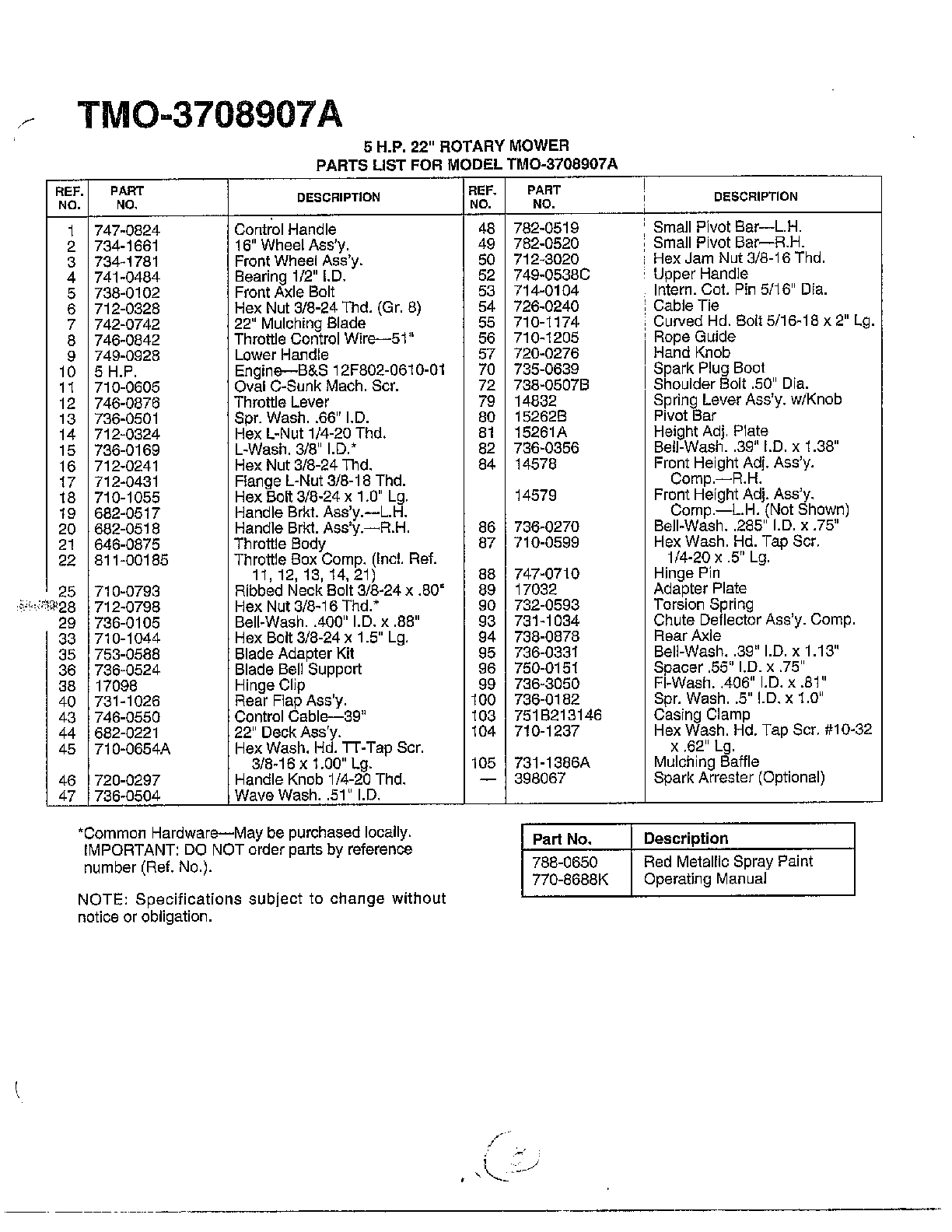 5hp 22" rotary mower page 2
