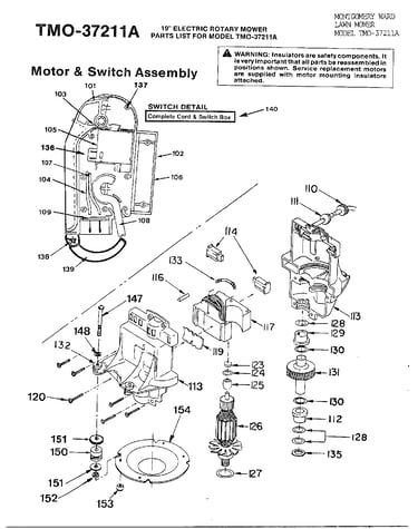 19" electrical mower-motor/switch