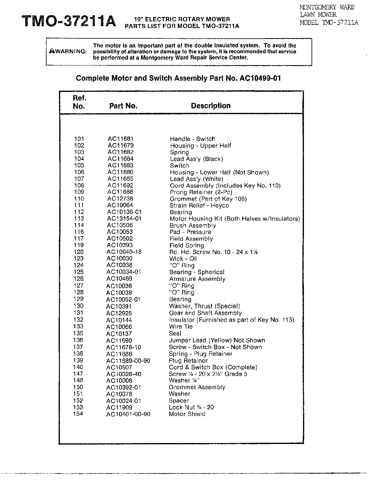 19" ELECTRICAL MOWER-MOTOR/SWITCH Page 2
