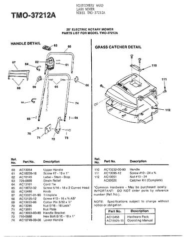 20" electric mower-handle/catcher