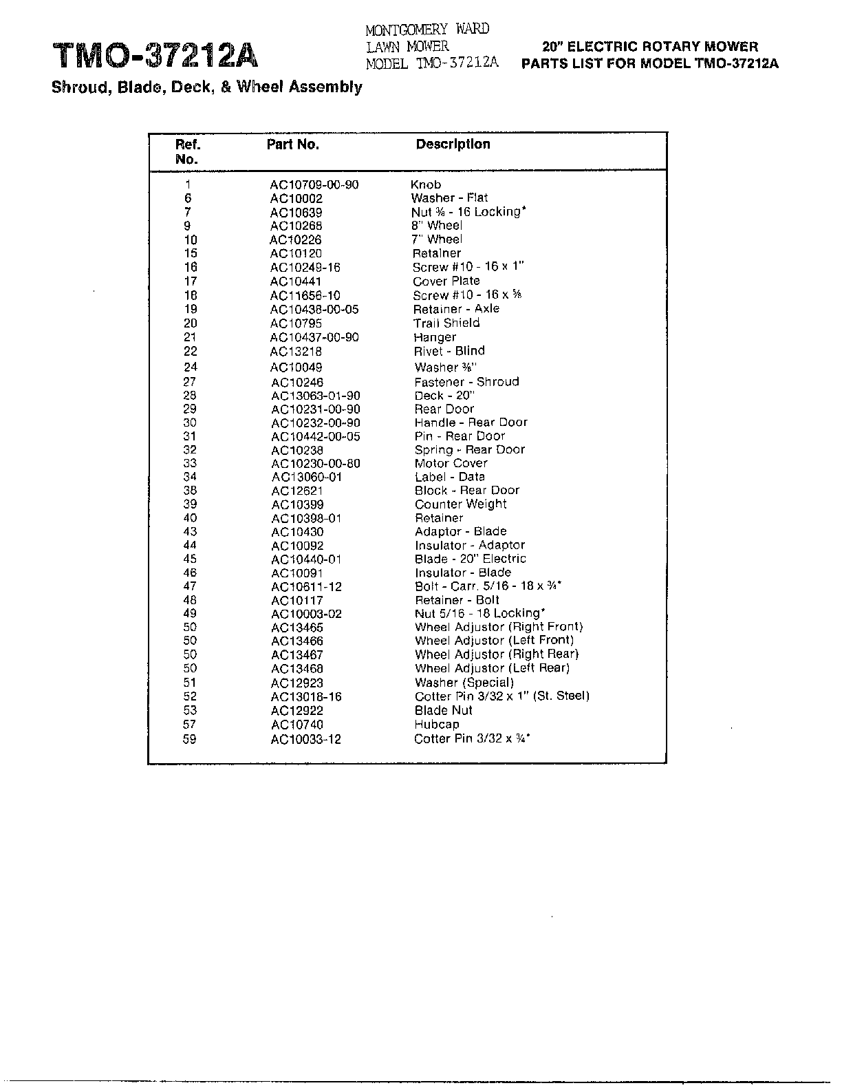 Shroud/blade/deck and wheels page 2