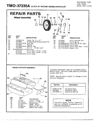 3.5hp 21" mower-wheels/grass catcher