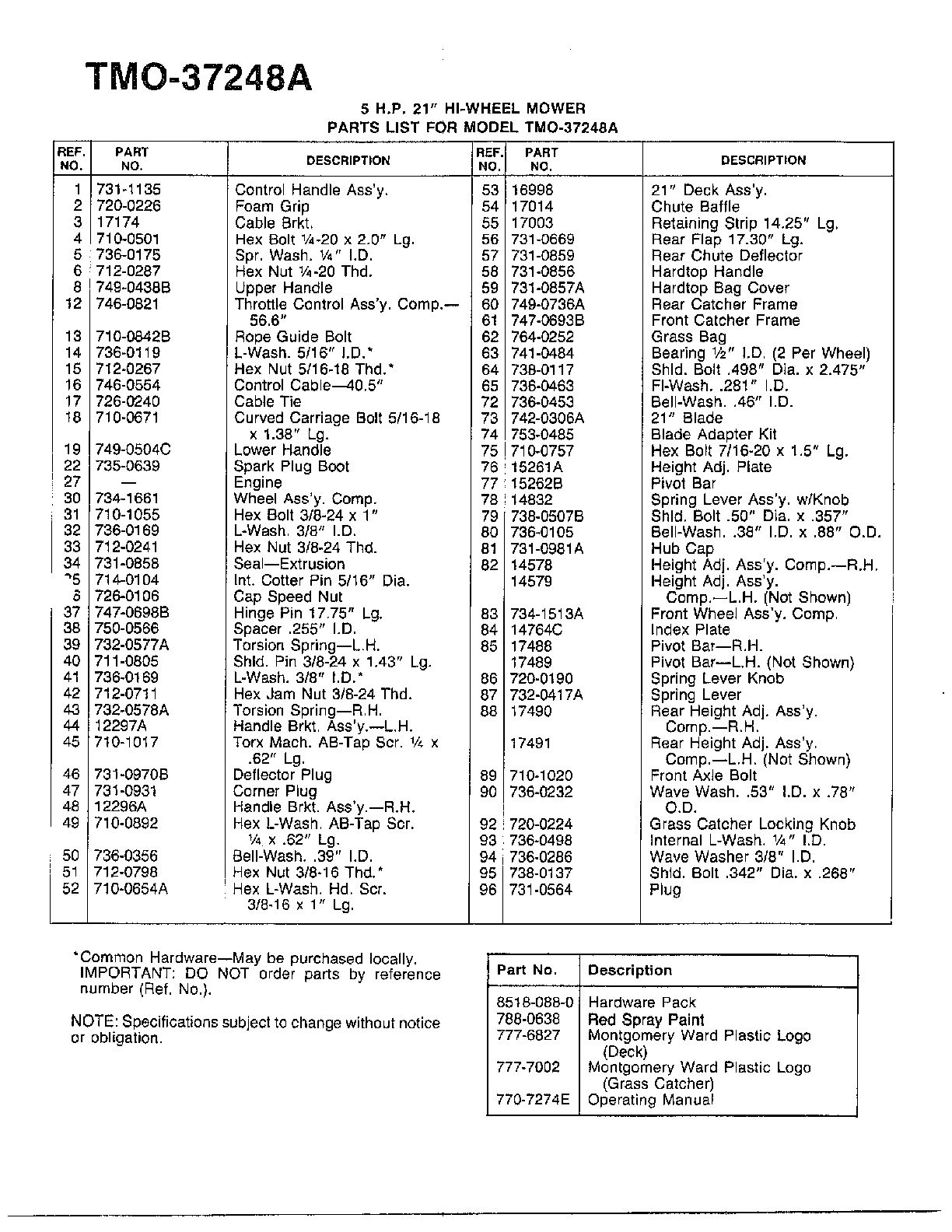 5hp 21" hi-wheel mower page 2