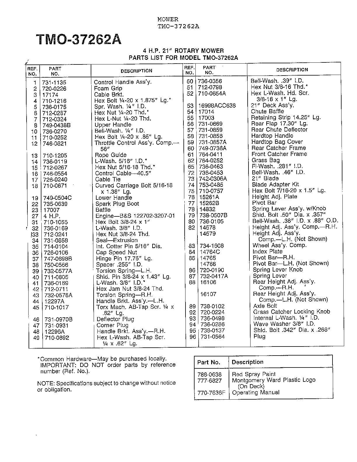 4hp 21" rotary mower page 2