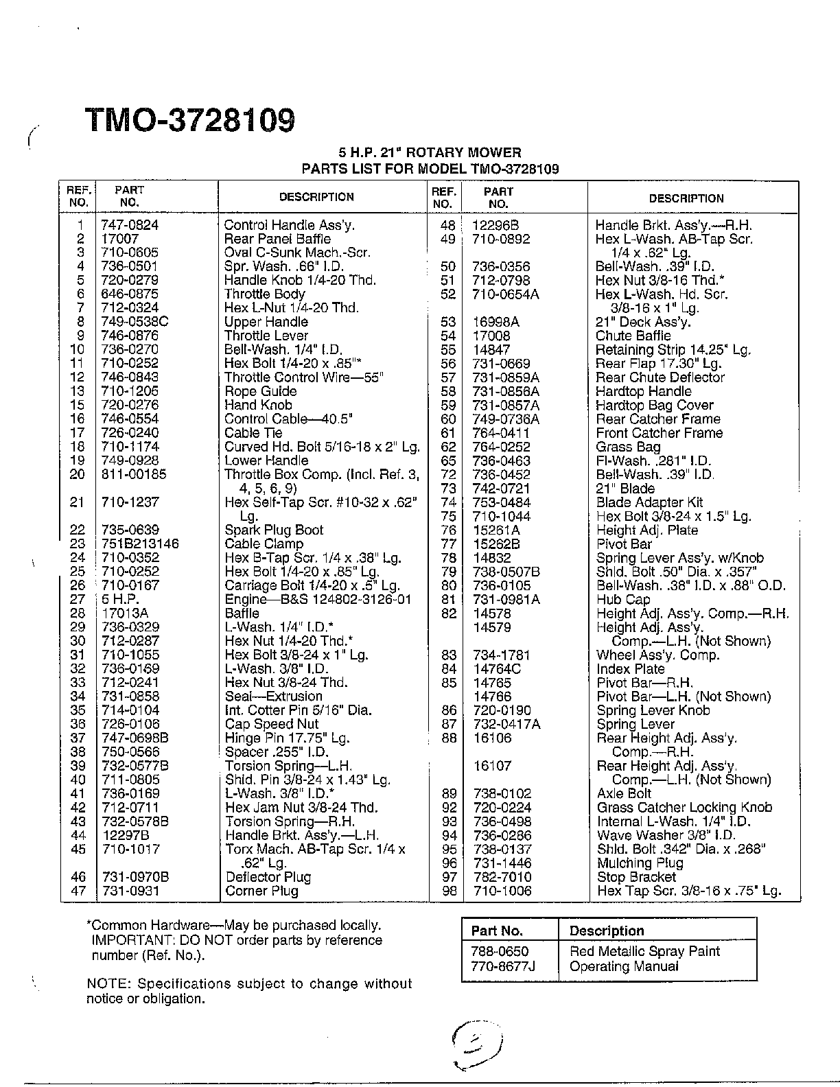 5hp 21" rotary mower page 2