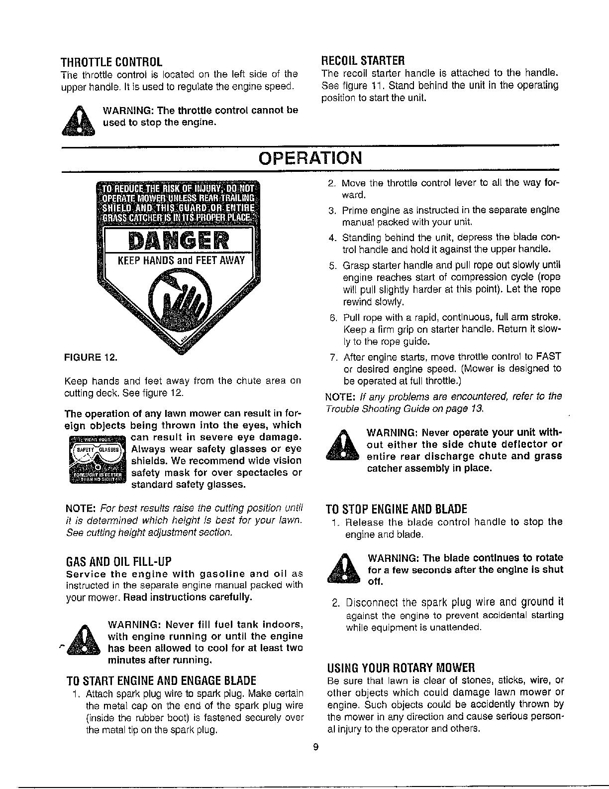 Controls/operation