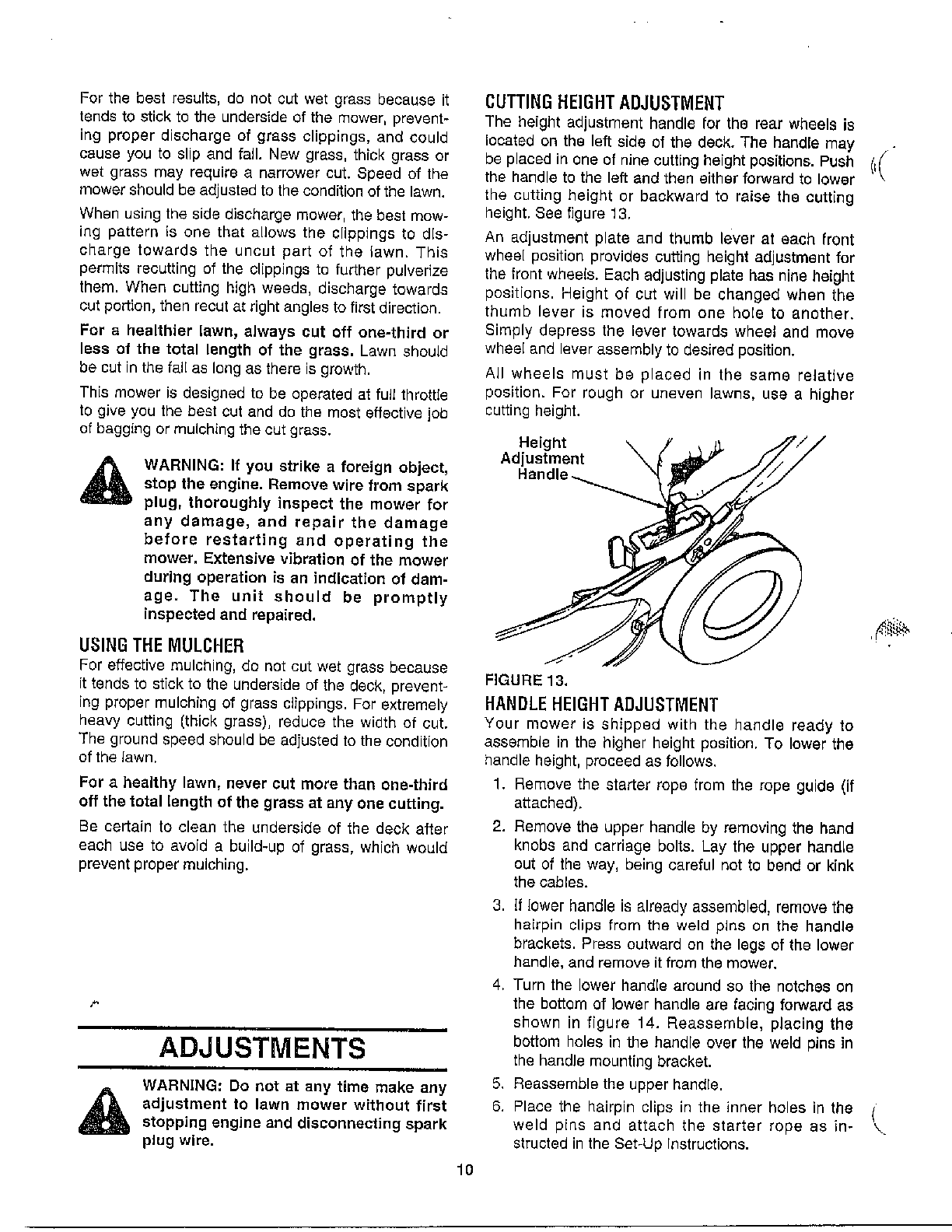 Operation/adjustments