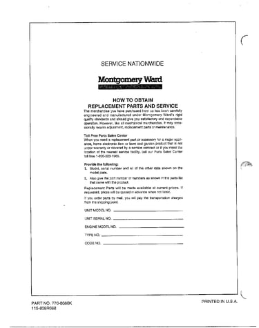 Obtain replacement part/service