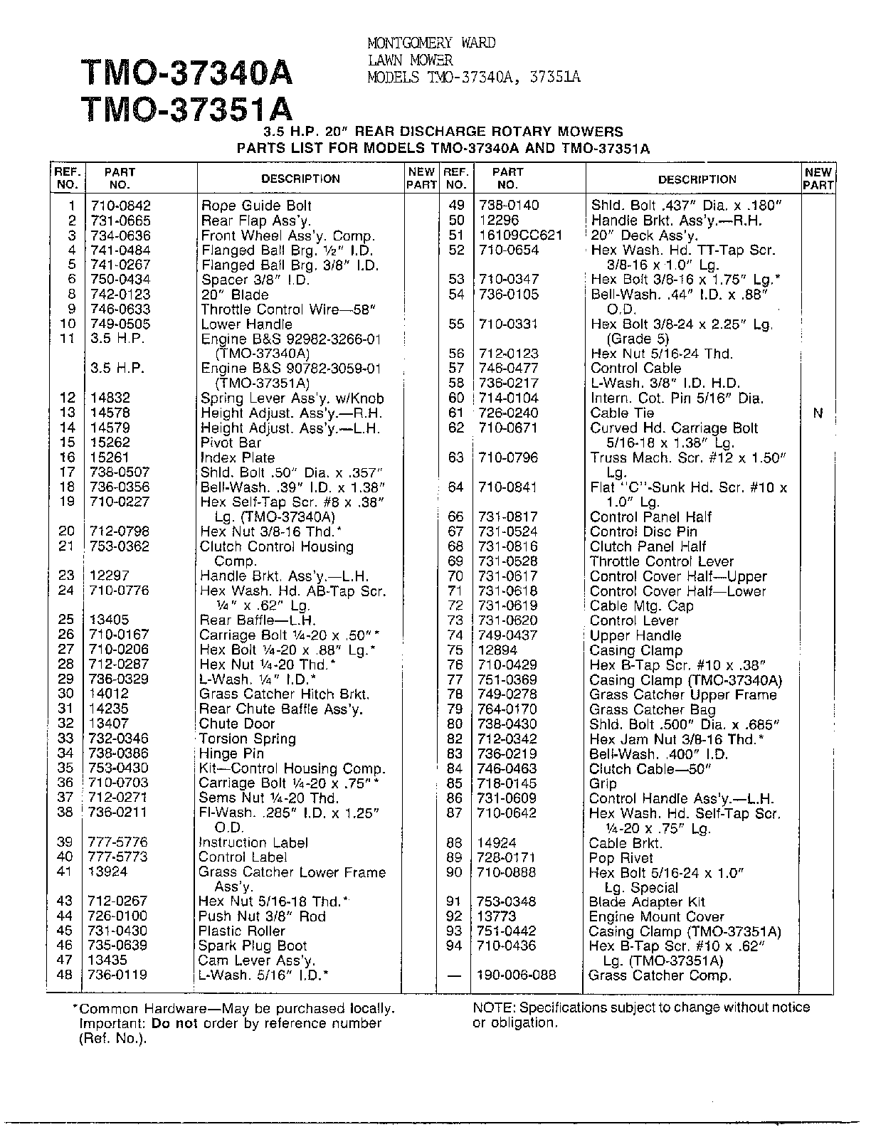 3.5hp 20" rear discharge mower page 2