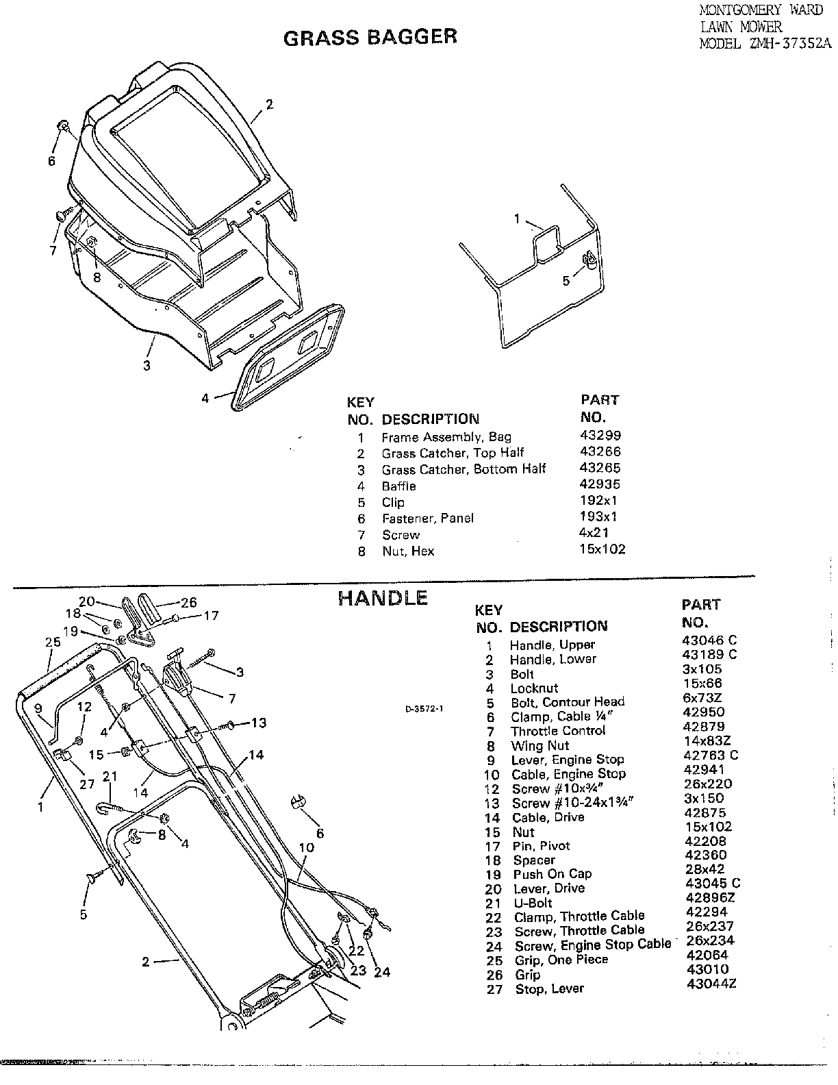 Grass bagger/handle