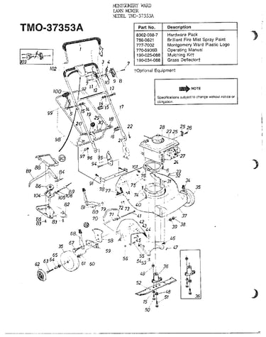 Mower complete/notes