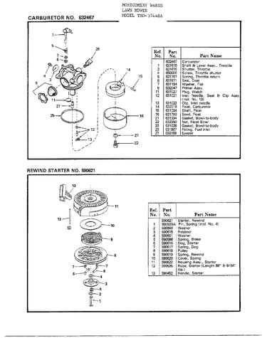 Carburetor/rewind starter