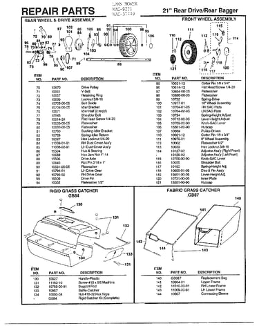Rear/frt whl/drive/grass catcher