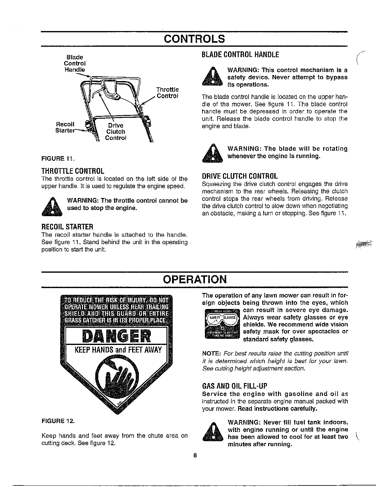 Controls/operation