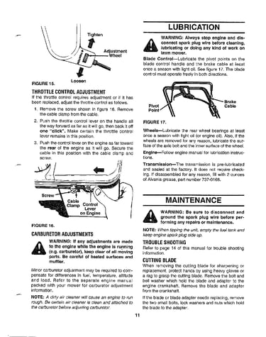 Adjustments/lubrication/maintenance