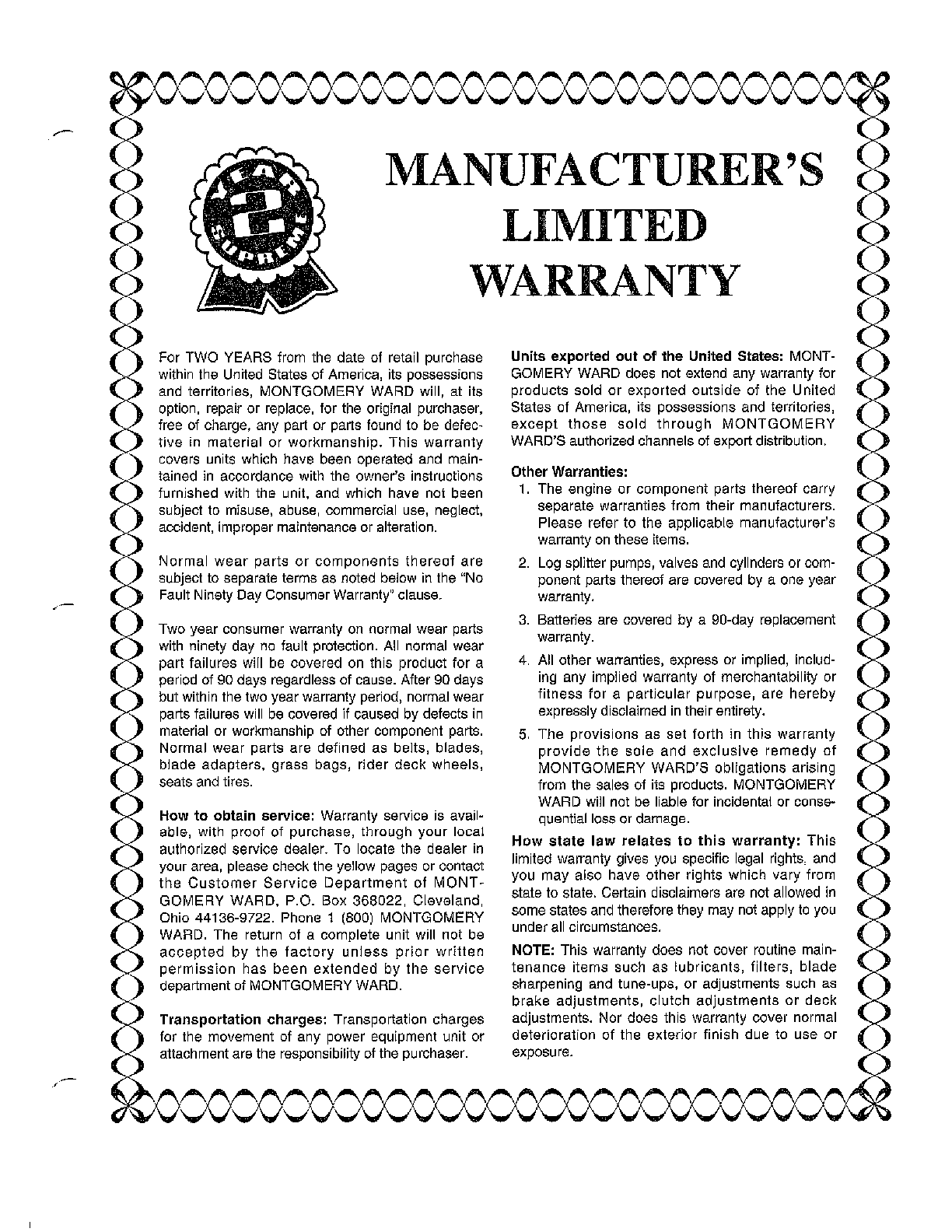 Limited warranty