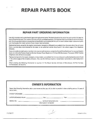 Tractor/repair parts book