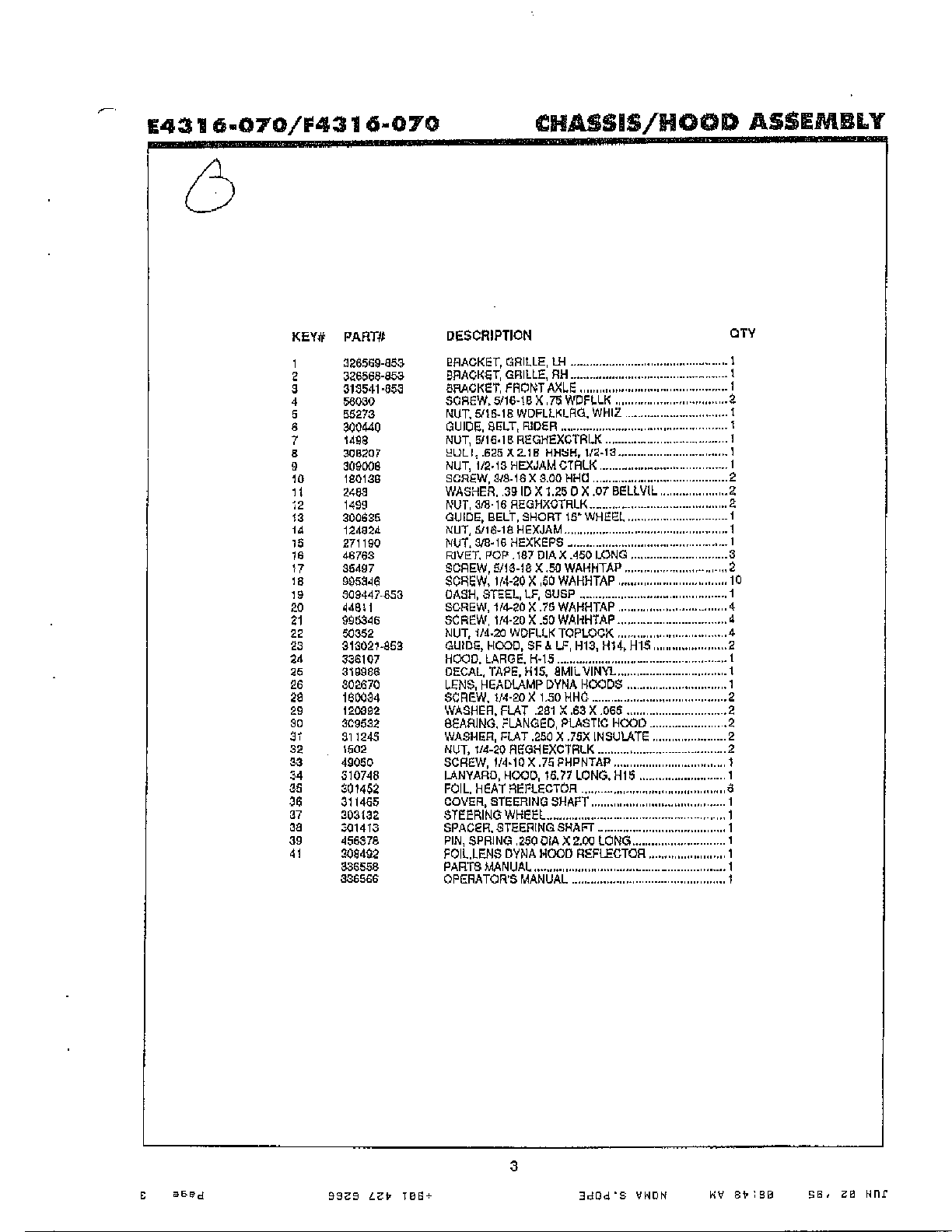 Chassis/hood assembly page 2