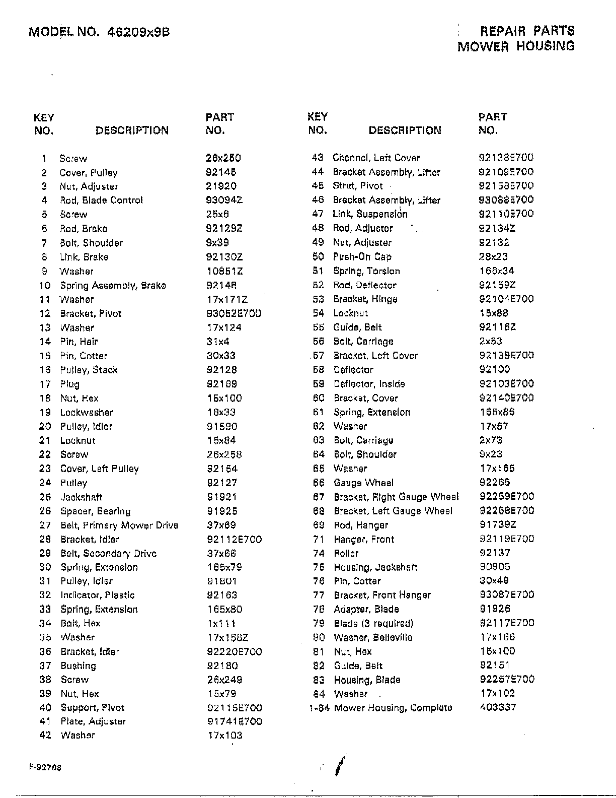 MOWER HOUSING Page 2