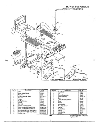 Mower suspension 46" tractors