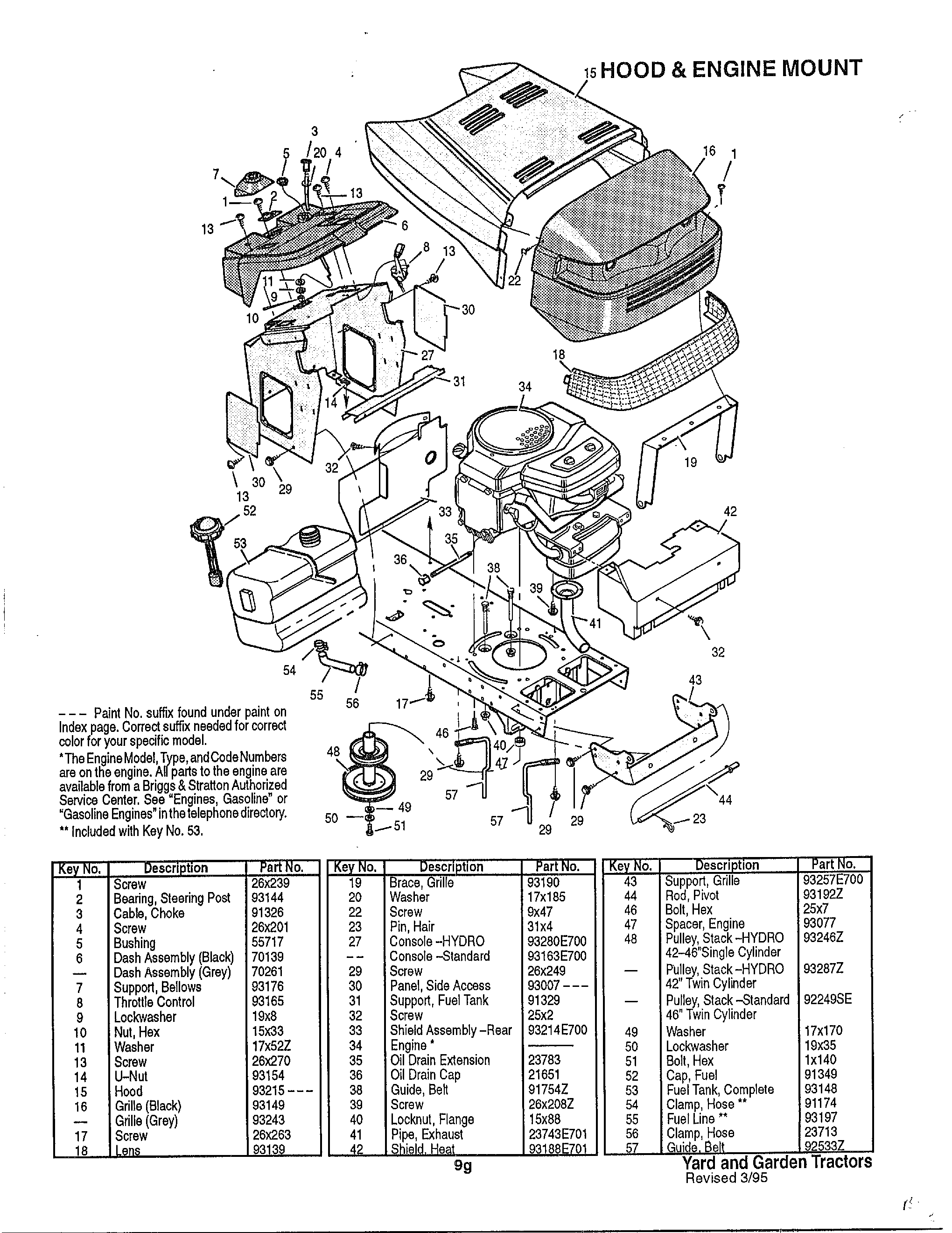 Hood and engine mount