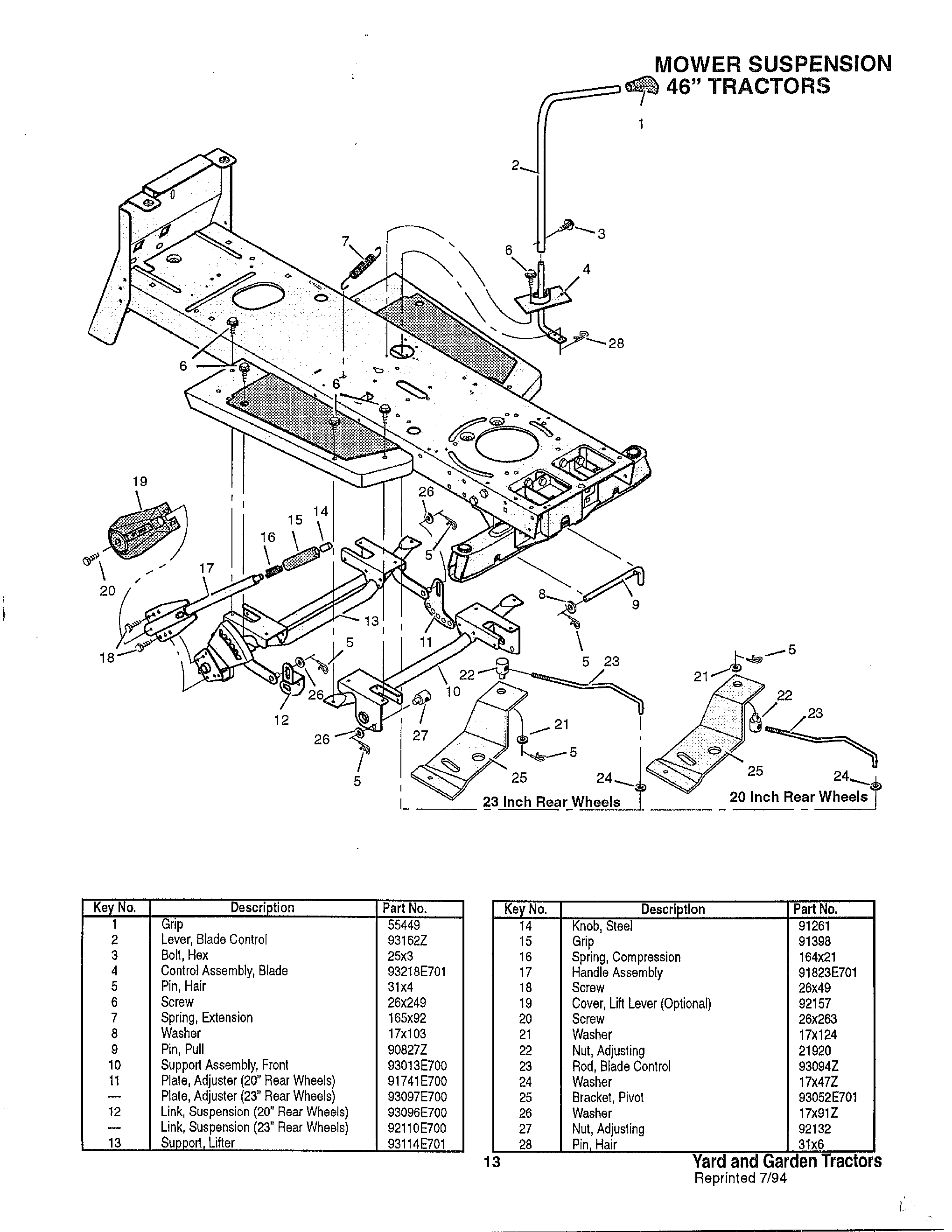 Mower suspension - 46" tractors
